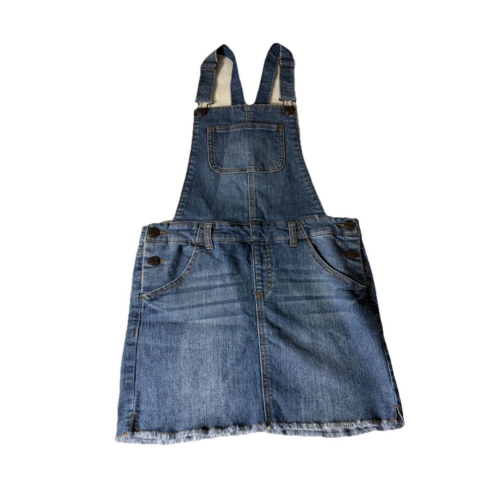 Cherokee Girls XL 14/16 Denim Jumper Dress Overall Skirt Raw Hem